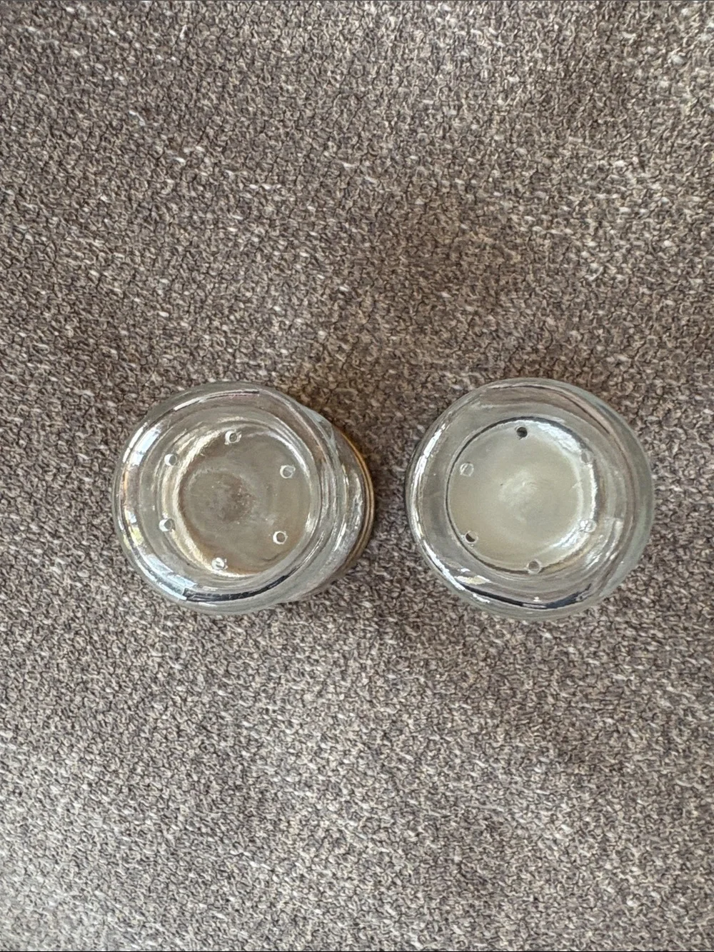 QUAKER HURRICANE GORHAM Sterling Silver Vintage Glass Salt & Pepper Shaker Set